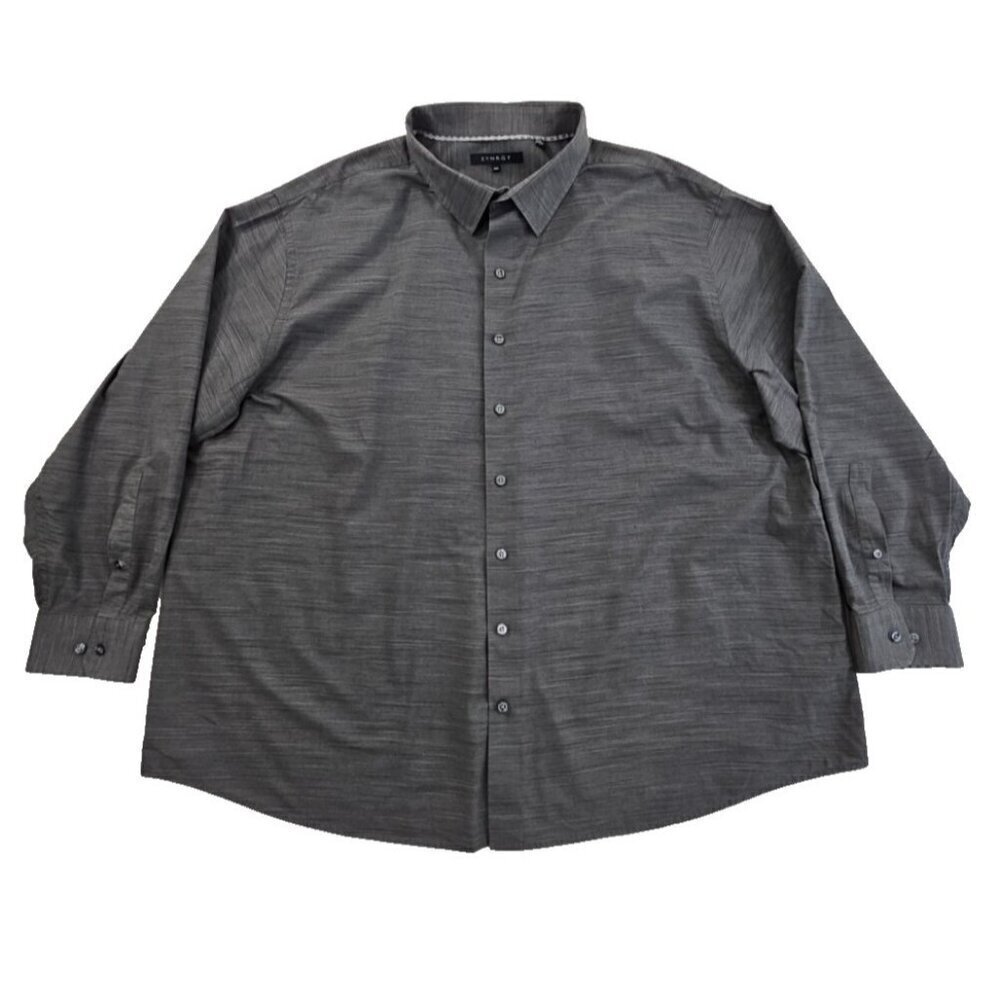 Synrgy Shirt Men's 3XL Grey Long Sleeve Button Up Spread Collar Old Money EUC LN